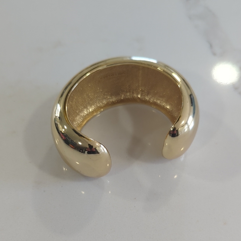 Ann Taylor Gold Wide Cuff Bracelet - Classic Open Bangle NWOT - Picture 4 of 6